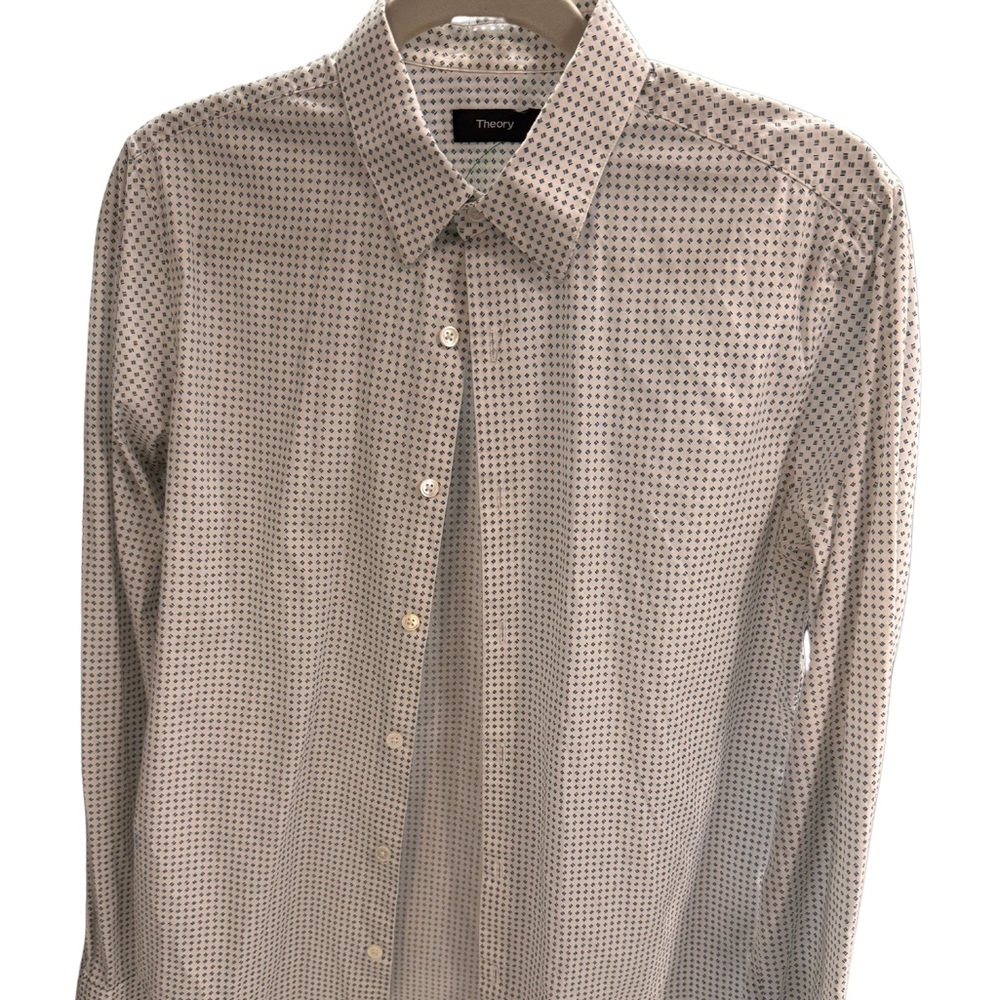 Theory white with patern Casual Button Down Shirt
